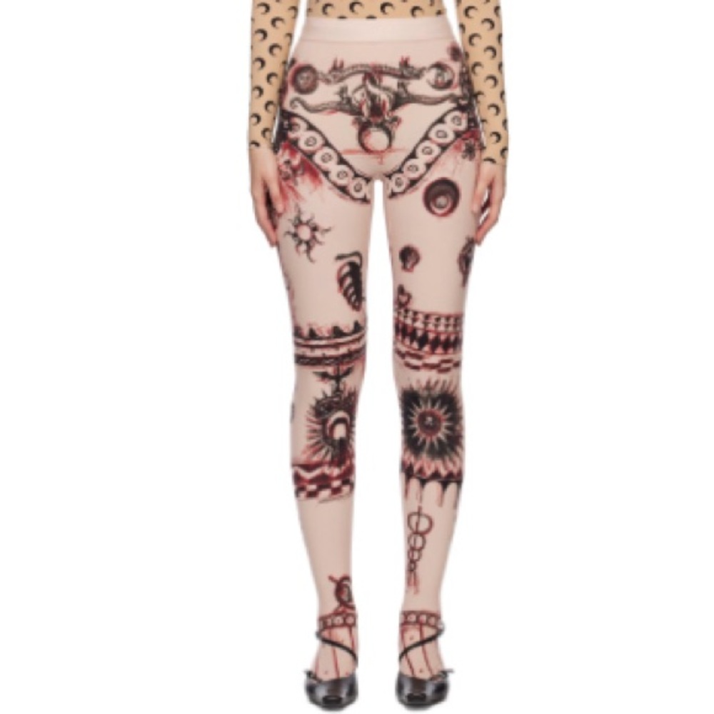 Marine Serre Beige Printed Leggings